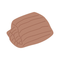 Hand drawn warm cozy blanket. Vector illustration. Rolled up plaid.