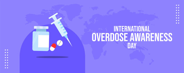 International Overdose Awareness Day on 31 August Banner Background. Horizontal Banner Template Design. Vector Illustration