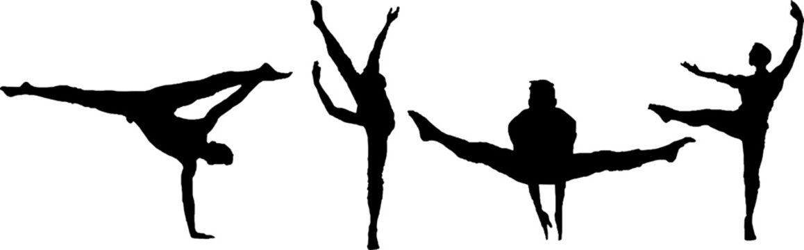 silhouettes of  Young and stylish modern ballet dancer .