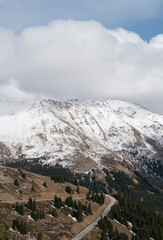 13,646 Foot Mount Champion viewed from Independence Pass Road.  Highway 82 has views of spectacular scenery, with high mountain peaks abounding through forest service land.