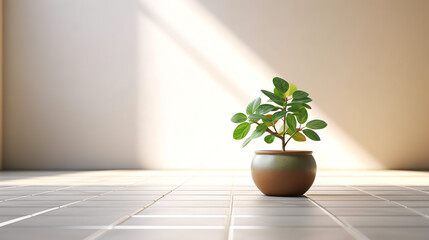 a potted plant sitting on top of a tiled floor