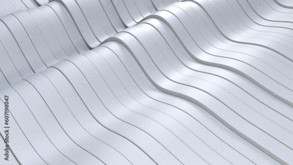 Poster white 3d render abstract background. bright and simple stripe wave animation surface for clean busin