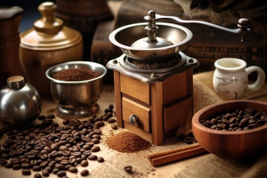 make traditional grind coffee and stuff food photography
