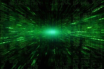 Emerald emanation: matrix code wallpaper in green, generative AI