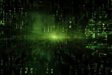 Fototapeta na wymiar Emerald emanation: matrix code wallpaper in green, generative AI