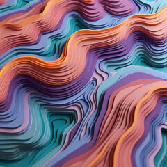 Colorful abstract wave pattern inspired by topographical maps