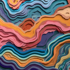 Colorful wavy line background created with Generative AI