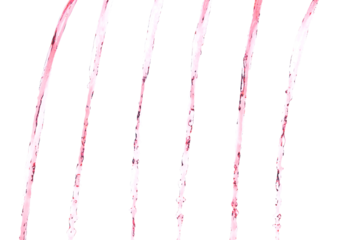 Red juice from splash in Air. Water red tomato pour from sky and purify clean natural. Wine shape form of water splashing flow celebrate over White background Isolated