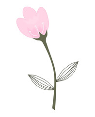 Beautiful pink doodle flower PNG illustration.