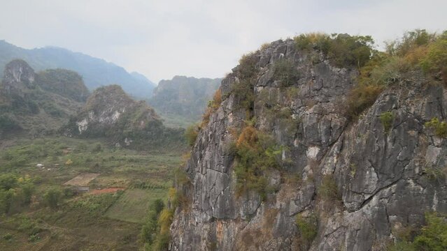The aerial view of Viang Xai in Laos