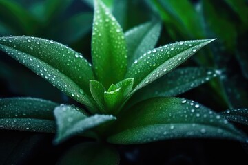 Portrait macro plant with water drops AI Generative