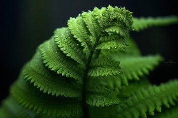 Portrait macro fern with light exposure AI Generative