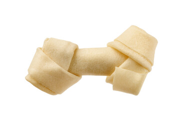 Chew bone for dog isolated on white. Pet treat