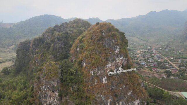 The aerial view of Viang Xai in Laos