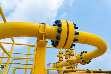 piple line Oil and gas processing plant with pipe line valves.Steel pipelines and valves.Oil pipeline valves in the oil and gas industry.