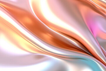 Naklejka premium Abstract fluid holographic pastel curved wave in motion colorful background, Gradient design. Generative AI