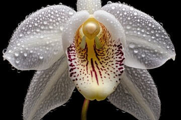 Portrait macro beautiful orchid flower with water drops AI Generative