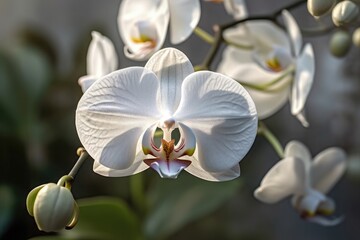 Portrait beautiful orchid flower light exposure AI Generative