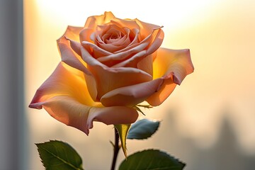 Beautiful rose flower with light exposure AI Generative