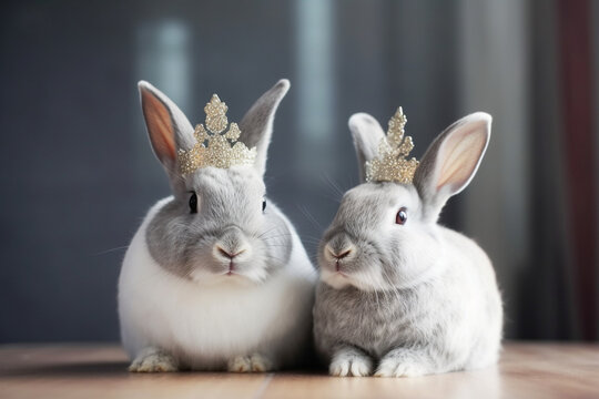 generative AI.
a pair of rabbits wearing crowns