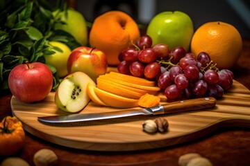 slicing fruits on a cutting board stuff food photography