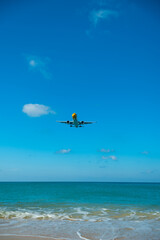 airplane with color sky in sunny day time