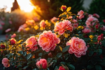 Obraz na płótnie Canvas Portrait a beautiful rose flowers with light exposure AI Generative