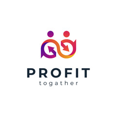 colorful people and arrow for finance and connection logo design