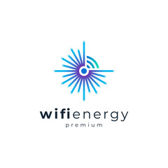 shiny wifi for internet and connection logo design