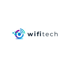 colorful wifi and dot for connection logo design