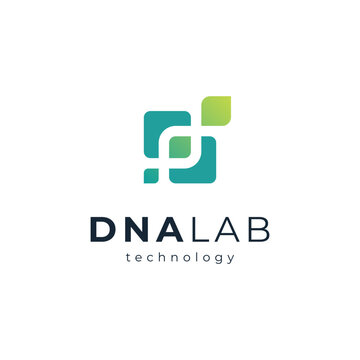 DNA and leaf for science logo design