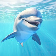 Portrait dolphin in the ocean AI Generative