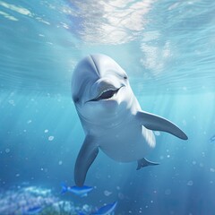 Portrait dolphin in the ocean AI Generative