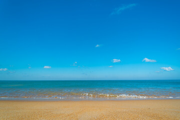 Fototapeta na wymiar beach sea sand Landscape view of beach sea and plam tree. Beach space area
