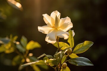 Fototapeta na wymiar Portrait jasmine flower with light exposure AI Generative
