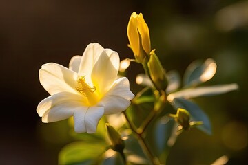 Obraz premium Portrait jasmine flower with light exposure AI Generative