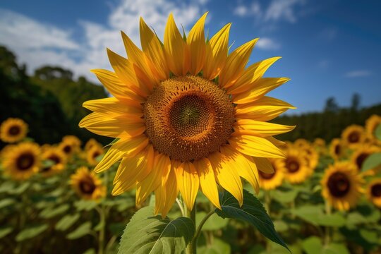 Portrait beautiful sunflower AI Generative