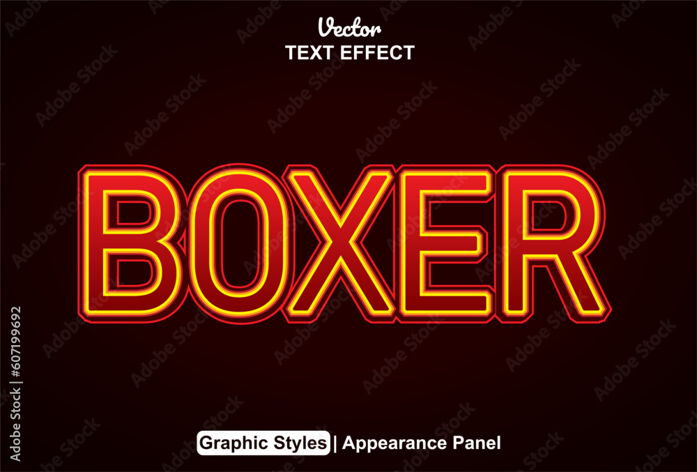 Poster boxer text effect with red graphic style and editable.