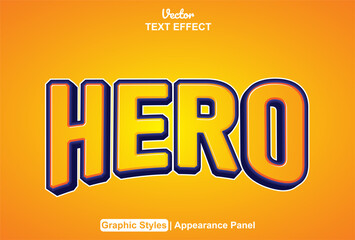 hero text effect with orange graphic style and editable.
