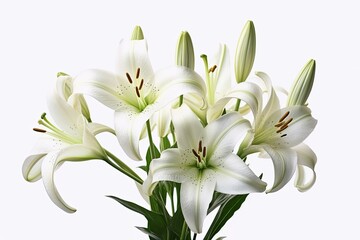 Fototapeta na wymiar Portrait lily trumpet flower isolated on white AI Generative