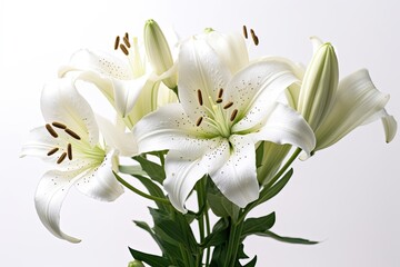 Portrait lily trumpet flower isolated on white AI Generative