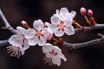 Portrait pink cherry blossom on the branch AI Generative