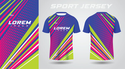 blue pink green shirt soccer football sport jersey template design mockup