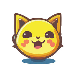 Yellow adorable Kawaii cat icon illustration