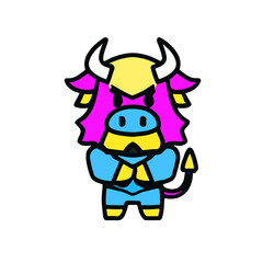 colorfull Bull mascot cute icon illustration