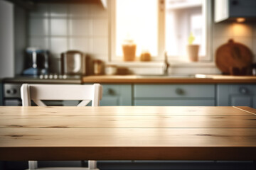 Fototapeta na wymiar Empty wooden kitchen table island countertop