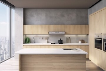 interior beige design floor dining modern furniture hardwood residential domestic lifestyle room. Generative AI.