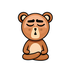 Bear deep and relax meditation mascot icon illustration