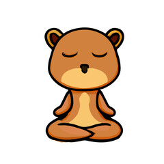 Bear deep meditation mascot icon illustration