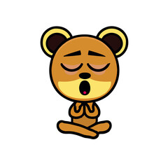 Bear meditation mascot icon illustration